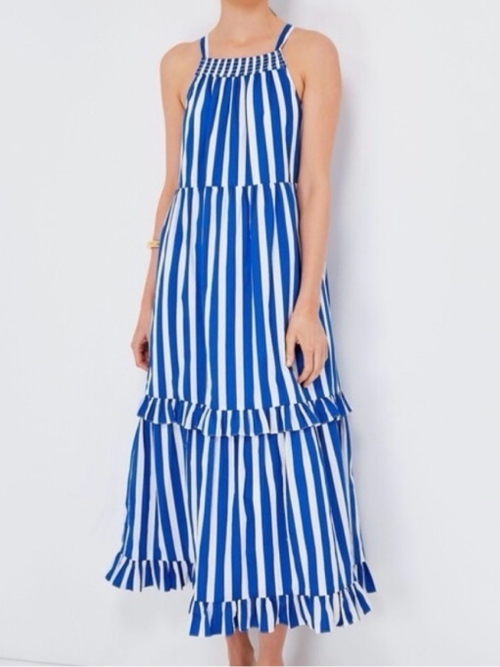 Tuckernuck Pomander Place Blue Stripe Avondale Maxi Dress Size Medium